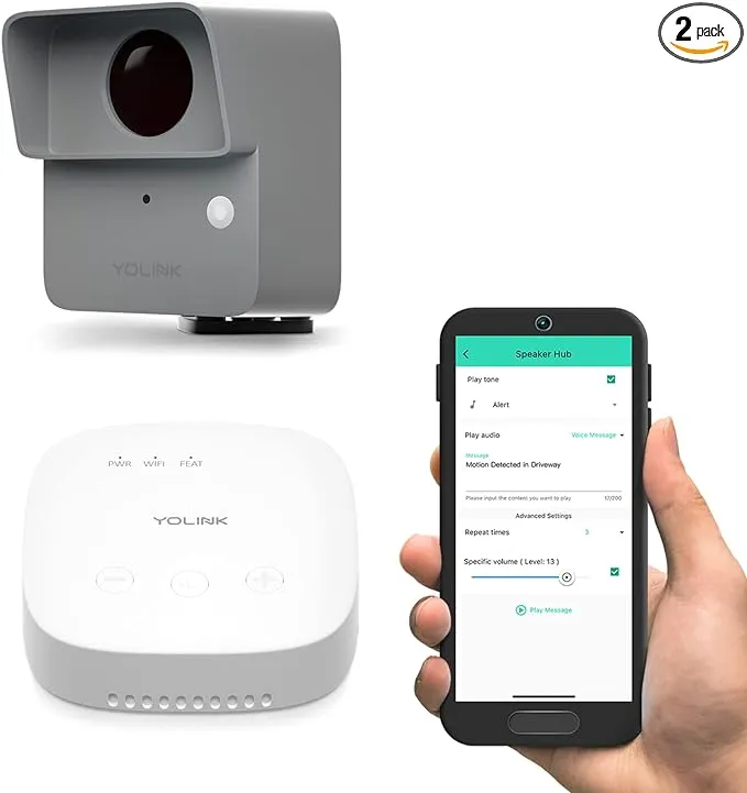 YoLink LoRa Smart Outdoor Motion Sensor Starter Kit, Driveway Alert, Property Invasion/Tresspassing Detector, Email/SMS/Push Alerts, Alexa, IFTTT, Home Assistant: Includes (1) Sensor, (1) SpeakerHubYoLink LoRa Smart Outdoor Motion Sensor Starter Kit, D…