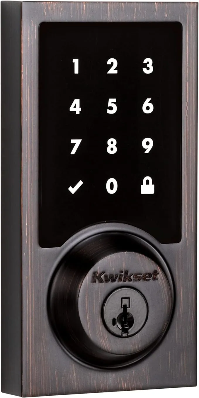 Kwikset 99160-017 SmartCode 916 Contemporary Smart Lock Touchscreen Electronic Deadbolt Front Door Lock with SmartKey Security and Z-Wave Plus in Venetian Bronze