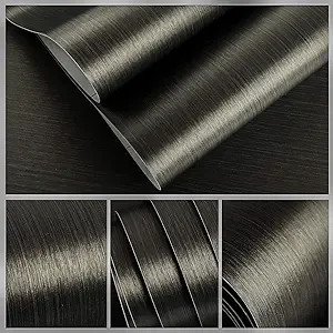 VEELIKE Brushed Bronze Stainless Steel Contact Paper for Kitchen Appliances Fridge Dishwasher Refrigerator Wraps Vinyl 15.7"x354" Removable Waterproof Metallic Wallpaper Peel and Stick for Countertops