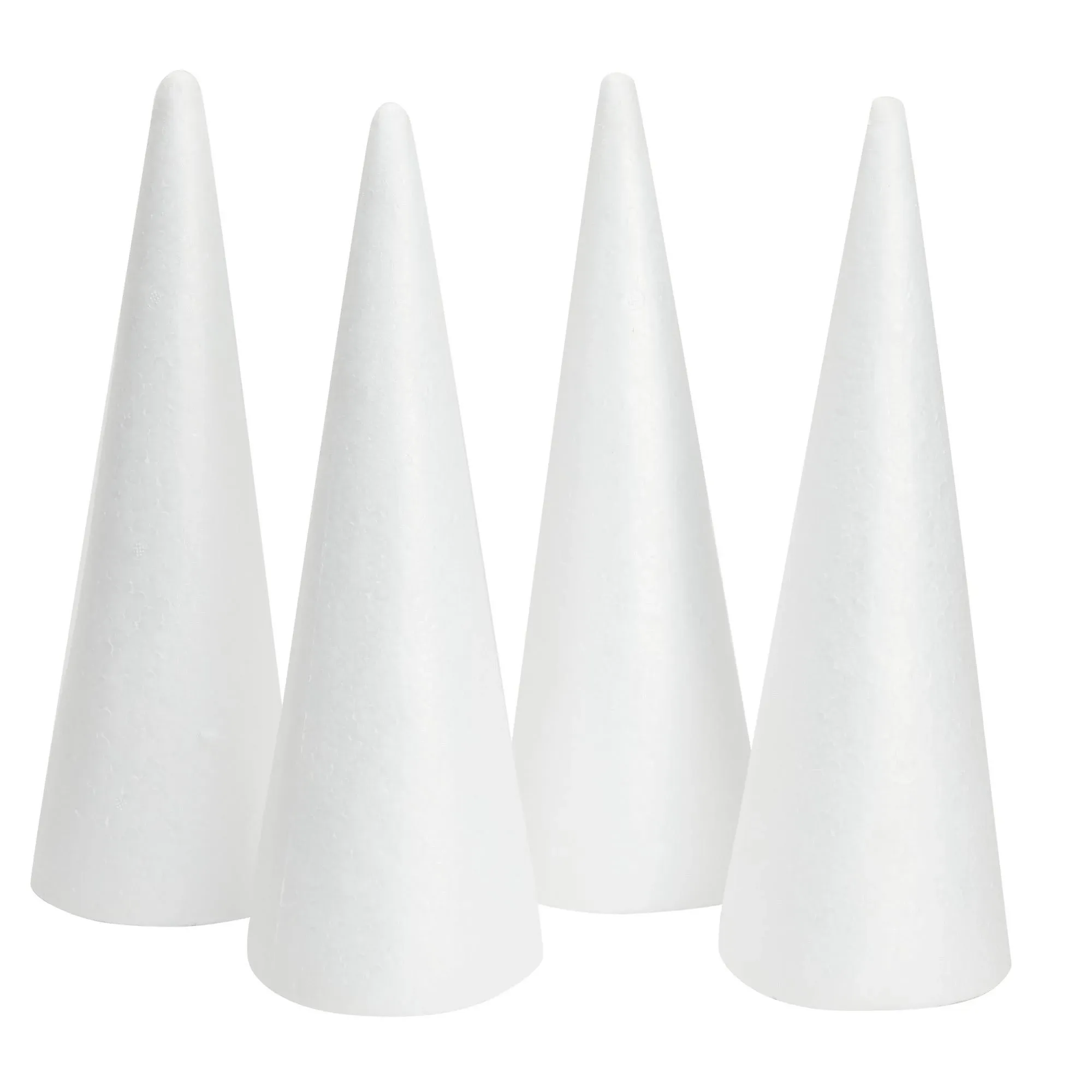 4-Pack Craft Foam Cones(4.6X15.4in), Polystyrene Cone Shaped Foam, Foam Tree Cones, for Arts and Crafts, Christmas, School, Wedding, Birthday, DIY Home Craft Project. White