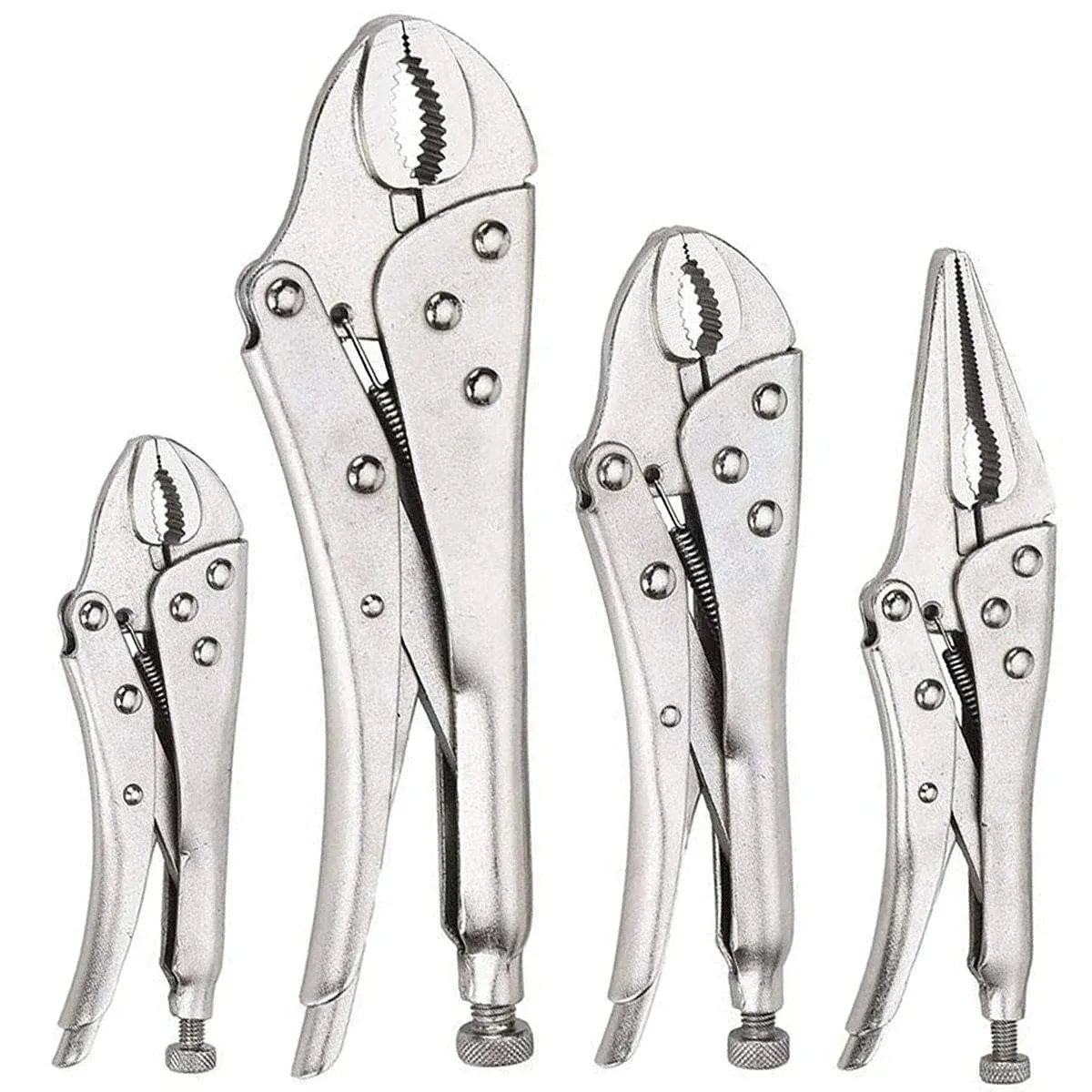 FASTPRO 4-Piece Locking Pliers Set, 5 inch, 7 inch and 10 inch Curved Jaw Locking ...