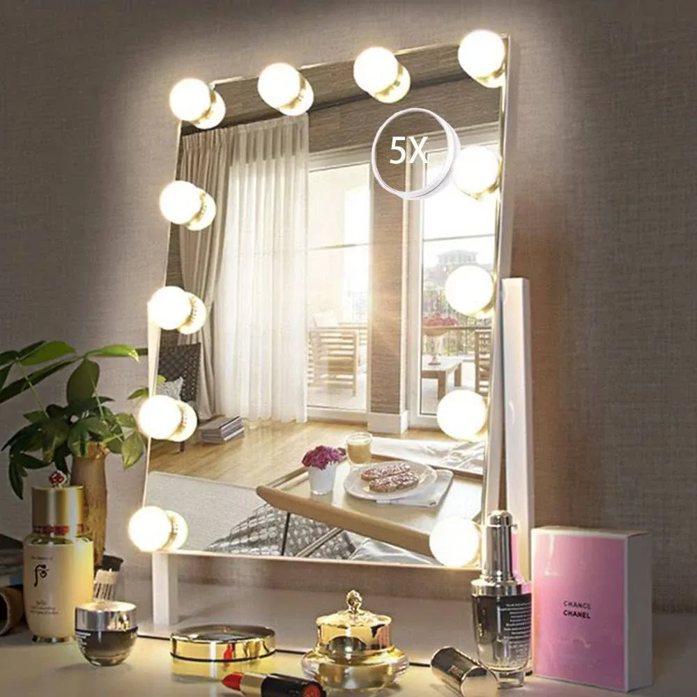 Hollywood Vanity Mirror with Lights, Makeup White-12 Bulbs