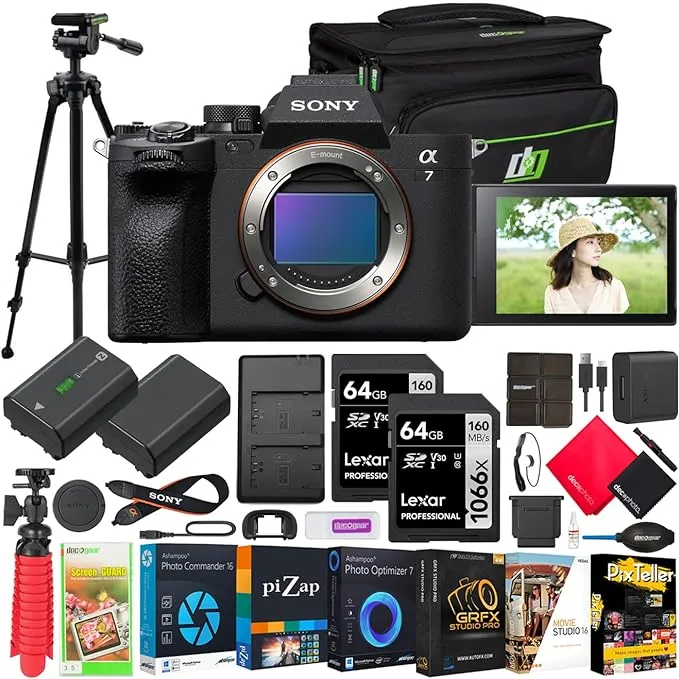 Sony a7 IV Mirrorless Digital Camera Bundle with Delkin 64GB SD Card, Backpack & More| Sony Alpha 7 IV