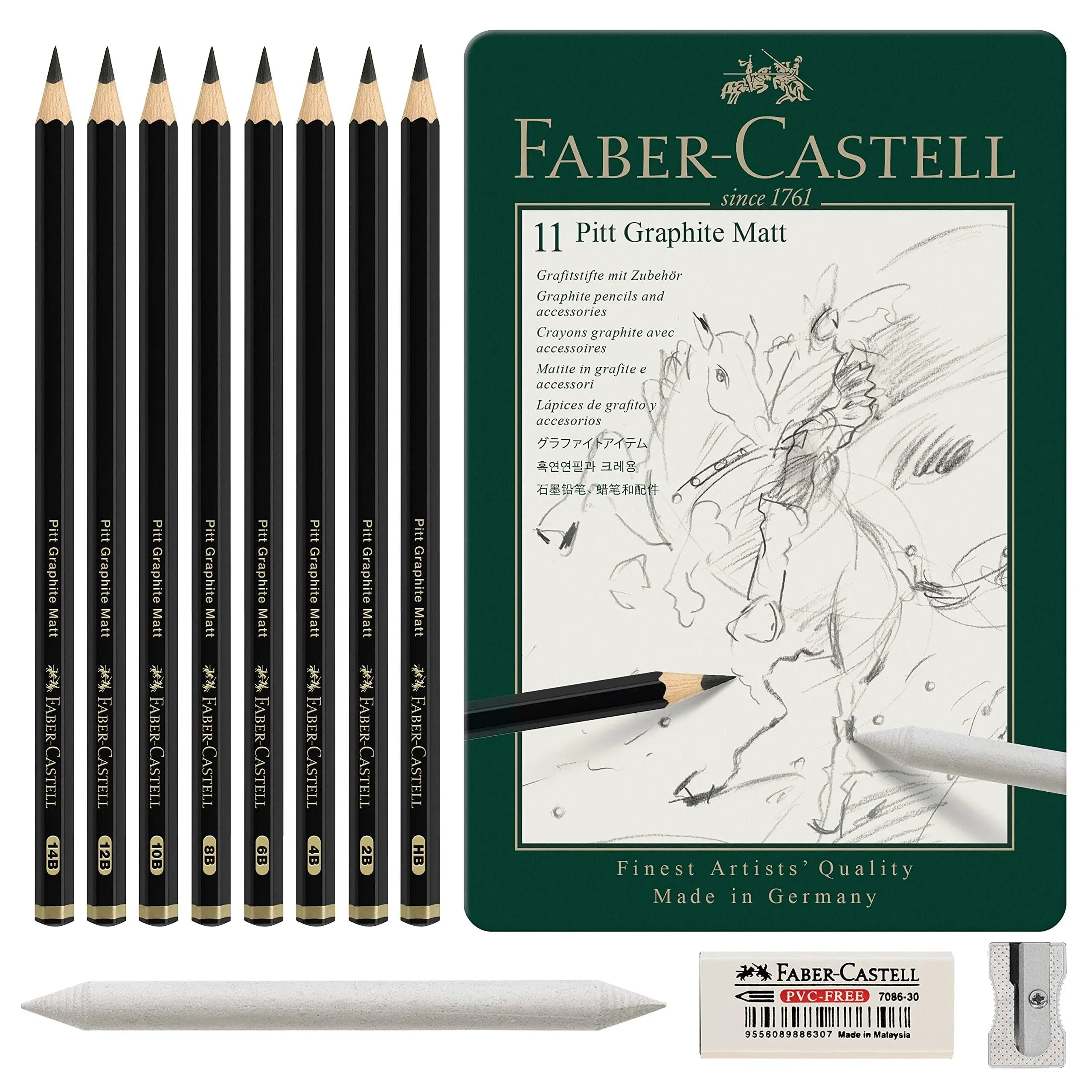 Faber-Castell Pitt Graphite Matte Pencil 11-Piece Tin Set