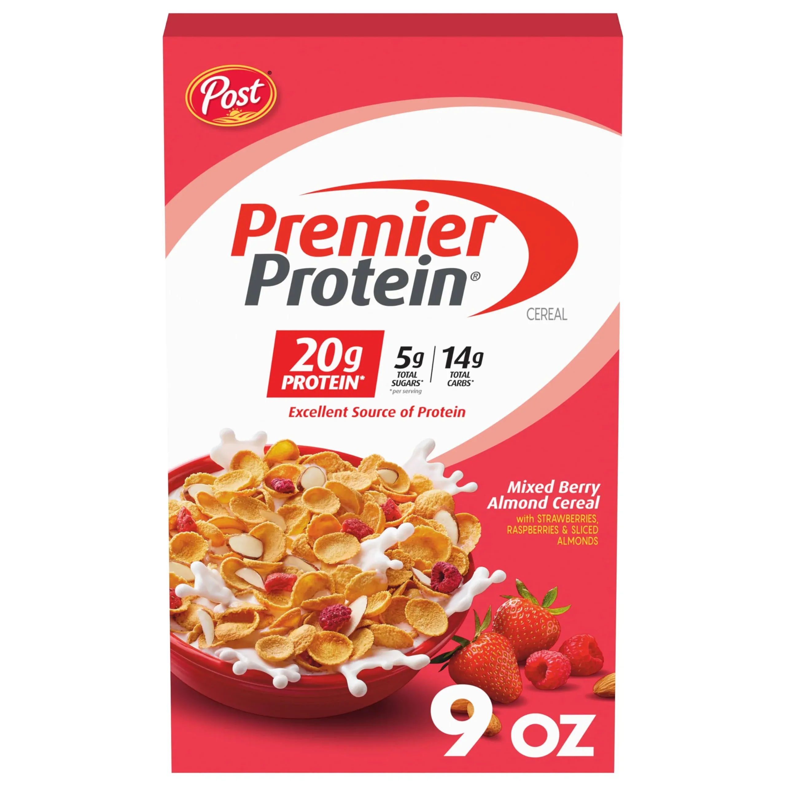 Post Premier Protein Cereal, Mixed Berry Almond - 9 oz