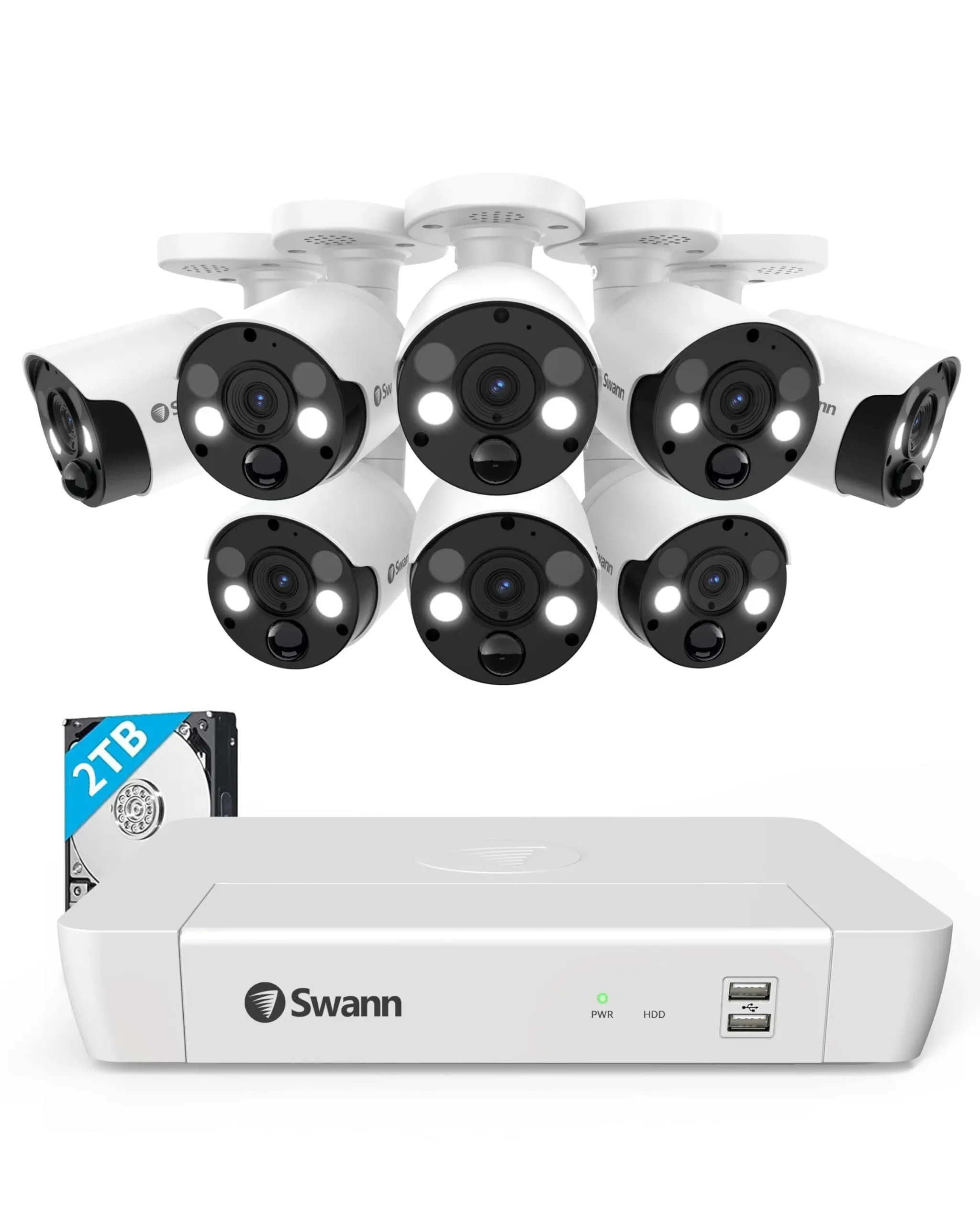 Swann - 8-Channel, 8-Camera 4K Ultra HD NVR Security System - White