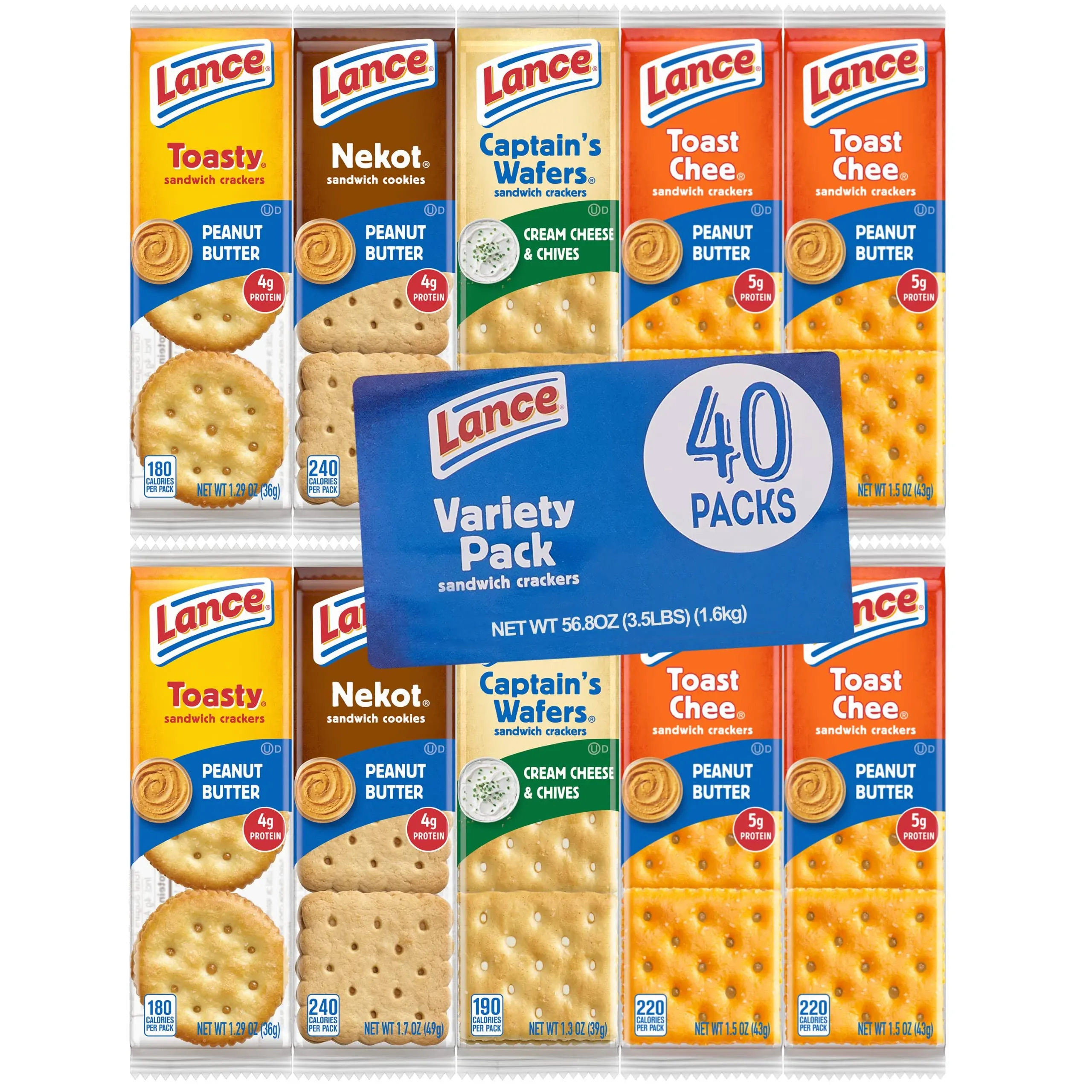 Lance Sandwich Crackers, Variety Pack 1.41 oz, 40