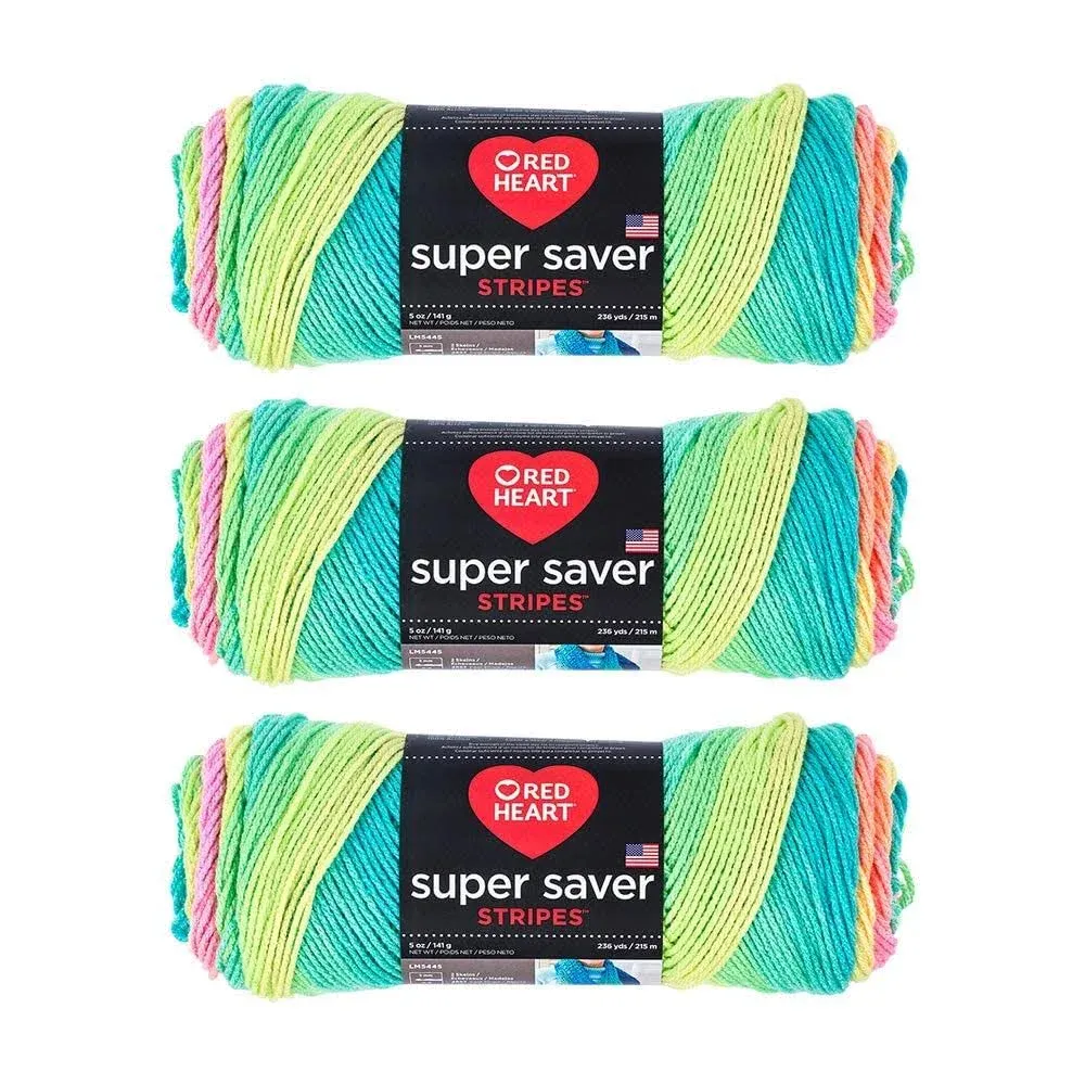 Coats Yarn E300-4971 Red Heart Super Saver Yarn-Retro Stripe (3Pk)