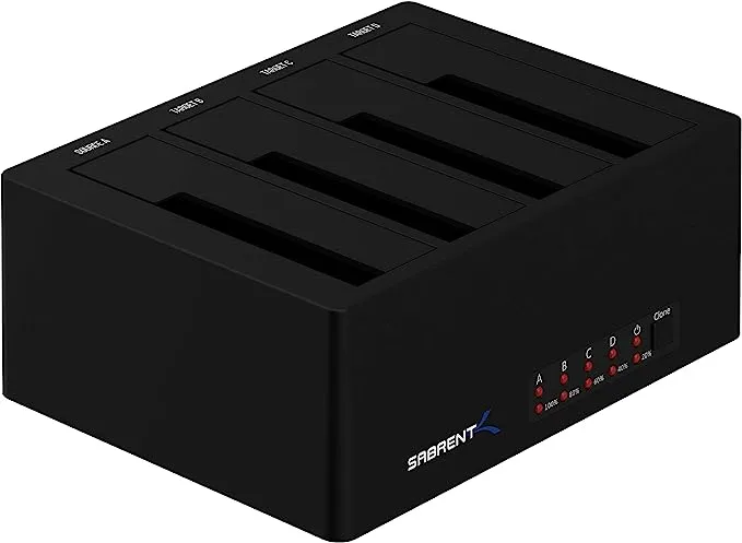 SABRENT Docking Station SSD/External Hard Disk/HDD 2.5/3.5 inch, USB 3.2 Gen 1, 4 Slots for SSD/HDD, with Power Supply and Fan, for SATA SSD/HDD, with 4 Separate ON/Off switches (DS-U3B4)