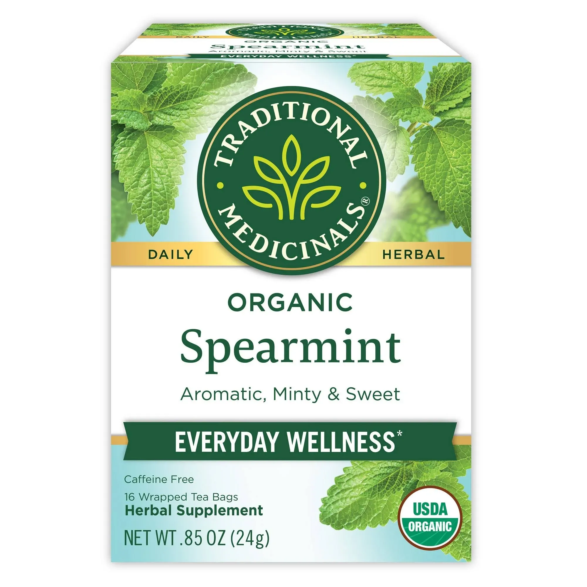 Traditional Medicinals Organic Spearmint Herbal Tea, 16 BG [Pack of 6]