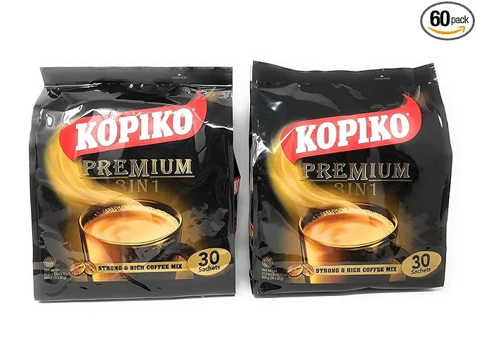 2 Packs Kopiko 3 in 1 Instant Coffee, 21.2 oz, 30 Sachets