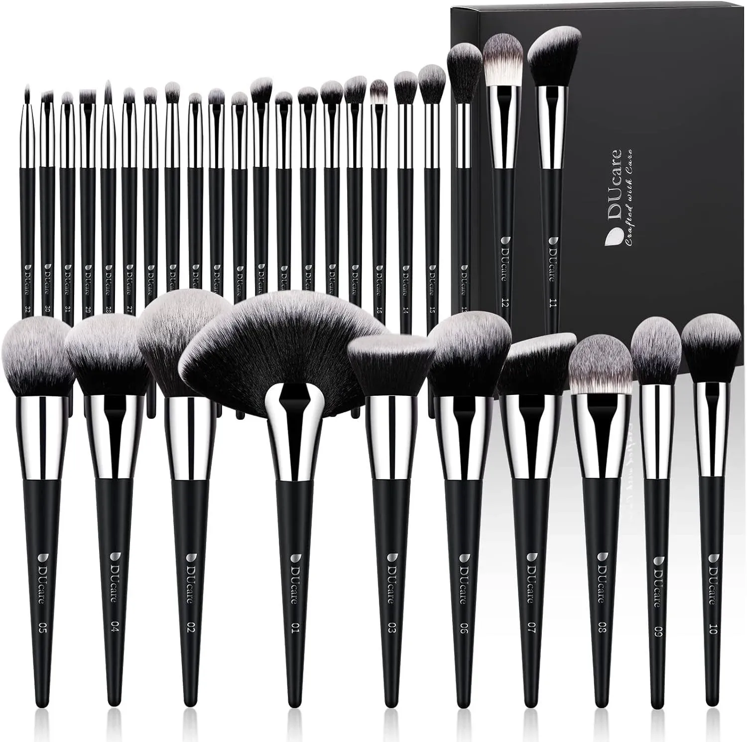 Ducare Professional Makeup Brush Set 32pcs Makeup Brushes Premium Synthetic Kabuki Foundation Blending Brush Face Powder Blush Concealers Eye Shadows