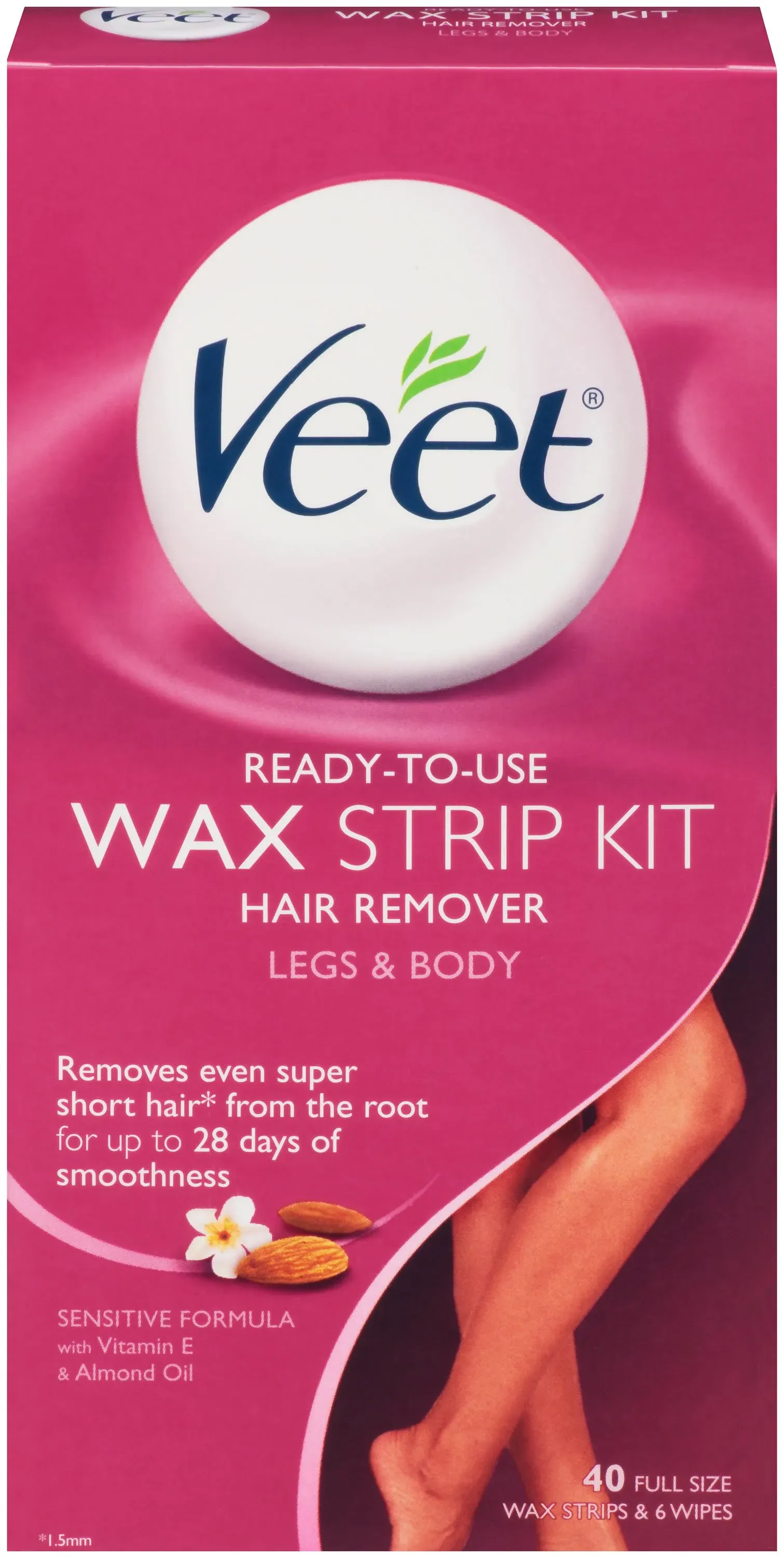 Veet Ready To Use Wax Strips and Wipes - 40 count