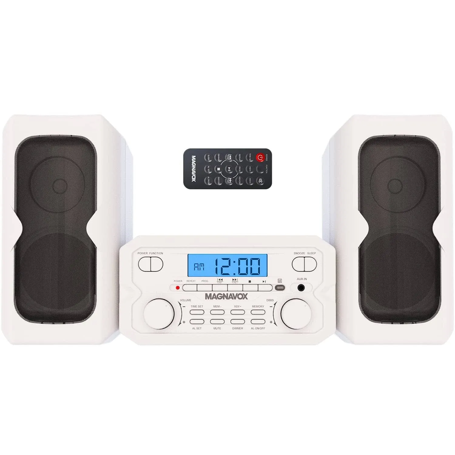 Magnavox 3-Piece Bluetooth CD Player with Digital FM Stereo Radio &amp; Remote,White