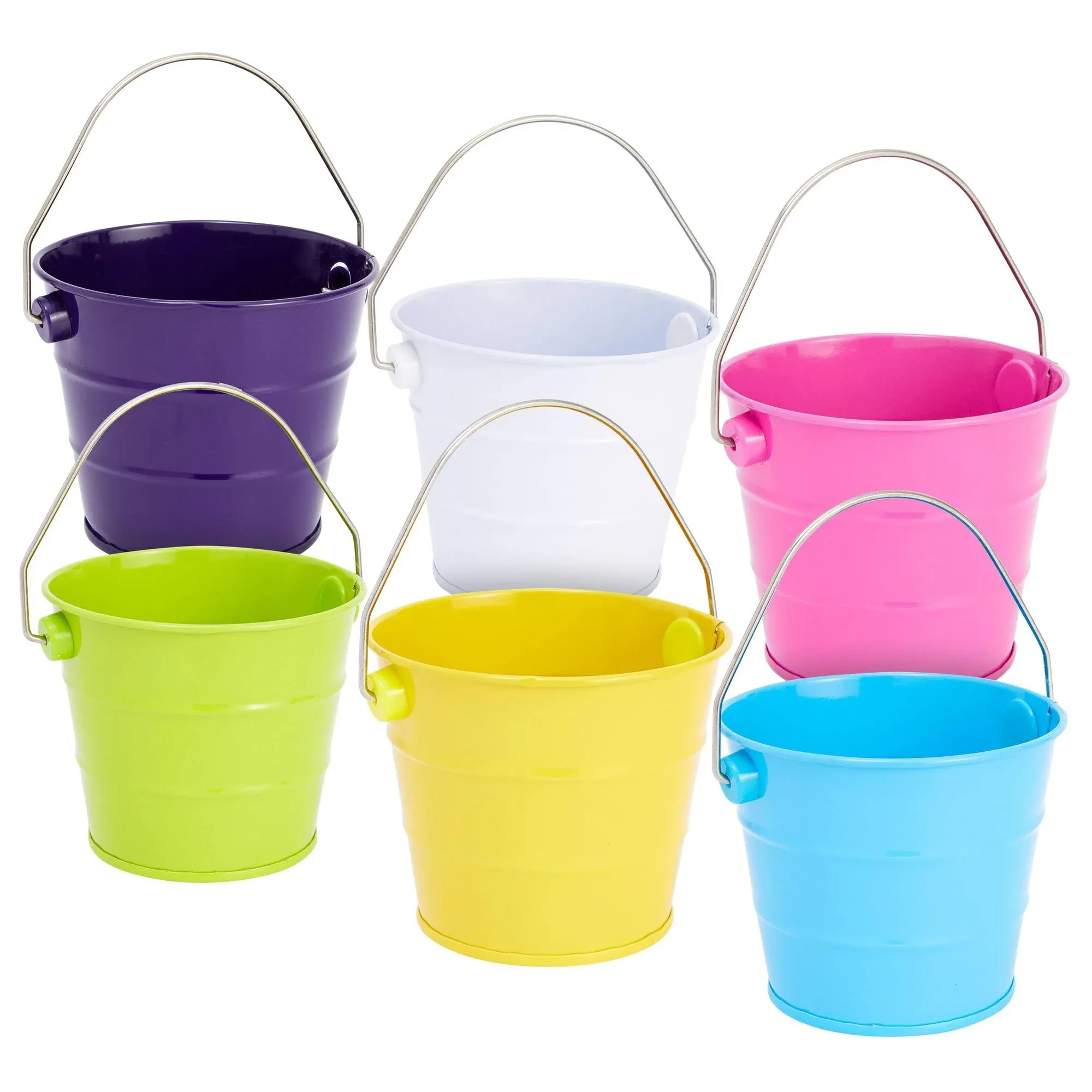 Mini Metal Buckets, Pails with Handles for Party Favors, Easter (6-pack)