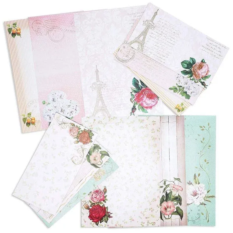 Paper Junkie 90 Piece Vintage Letter Writing Paper Set (60 Floral Stationery and 30 Matching Envelopes)