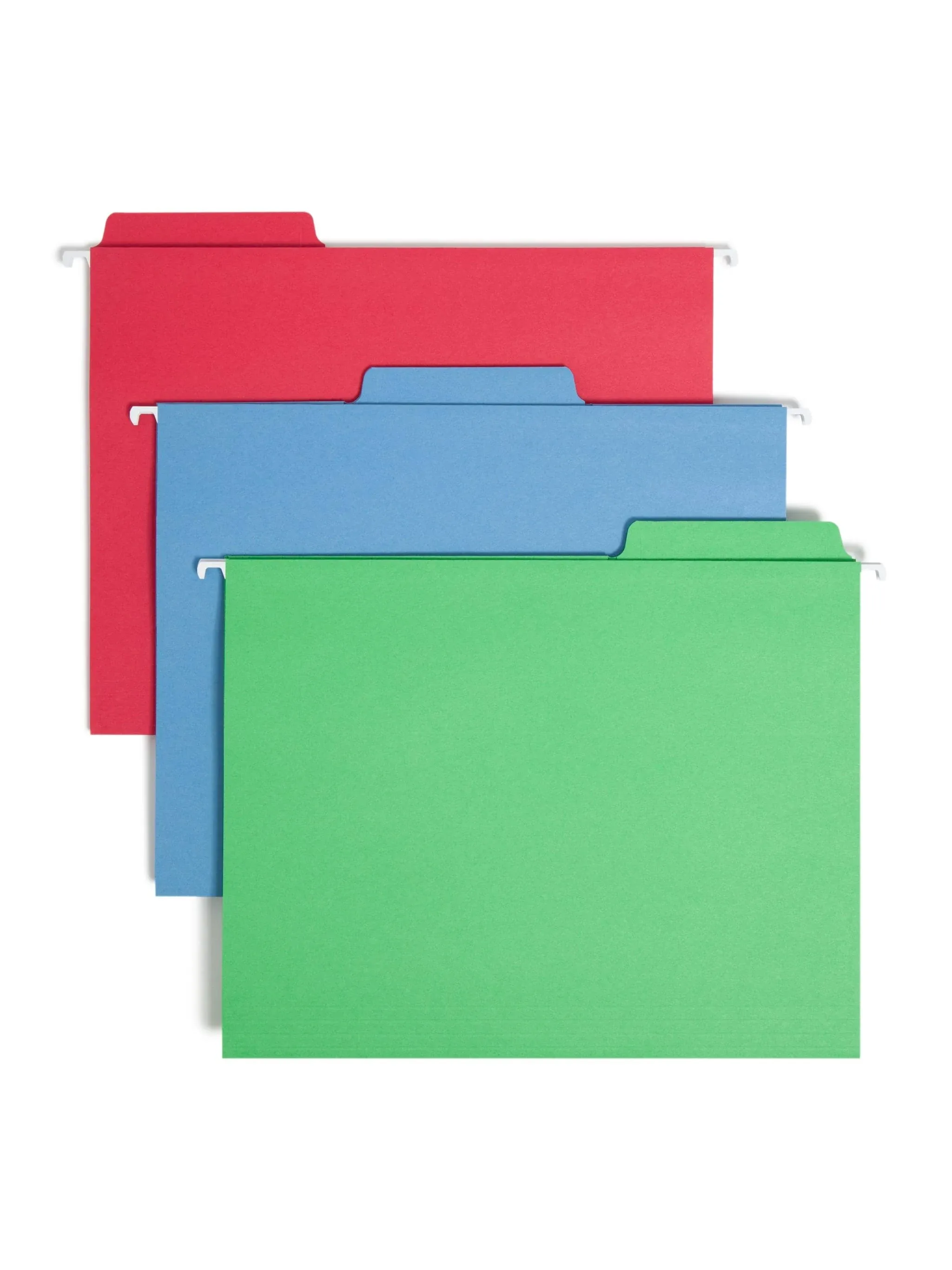 Smead FasTab Hanging File Folder, 1/3-Cut Built-In Tab, Letter Size, Assorted Colors, 18 per Box (64053)