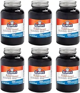 Elmer's No-wrinkle Rubber Cement, Clear, Brush Applicator 4 oz ( Pack of 6)