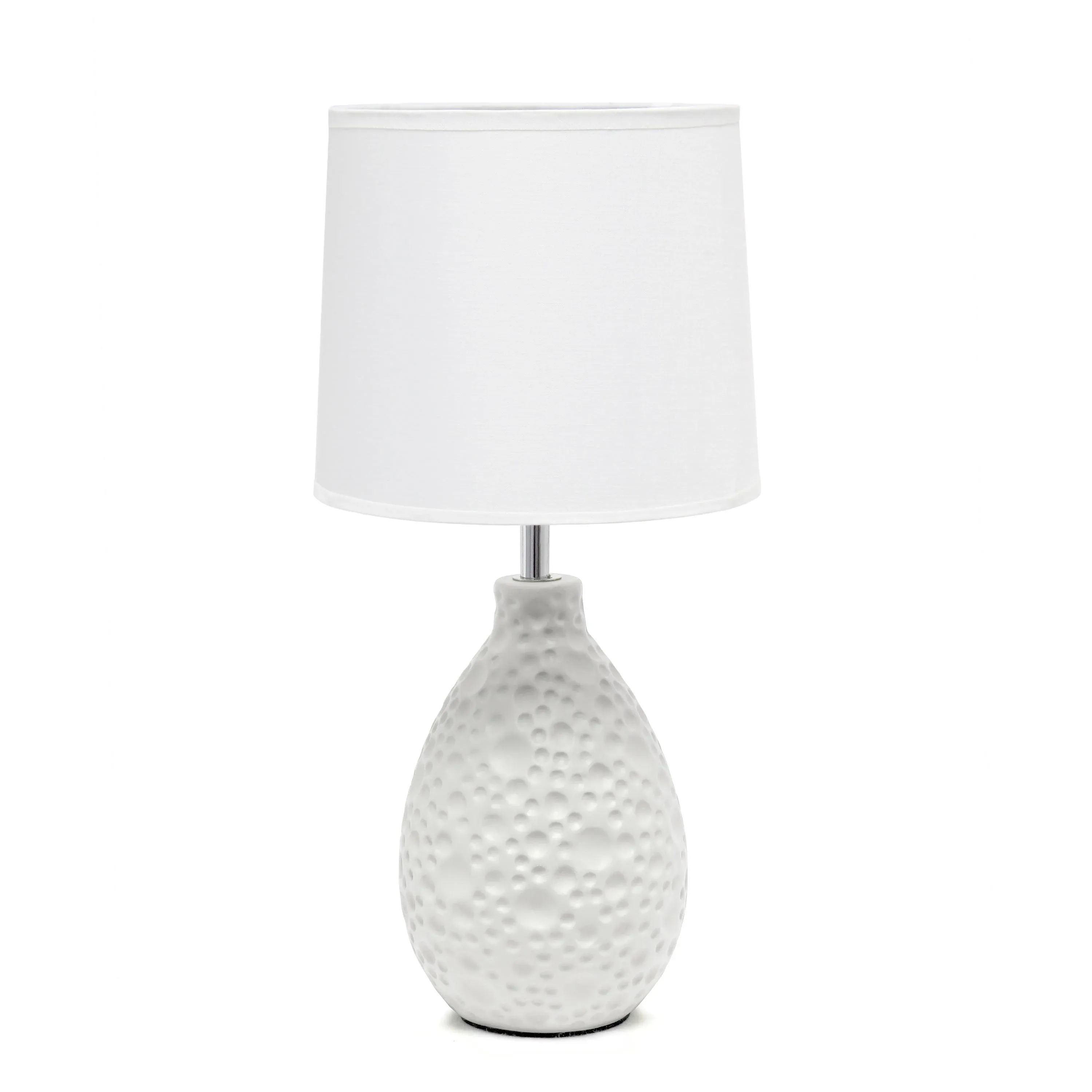 Simple Designs Textured Stucco Ceramic Oval Table Lamp