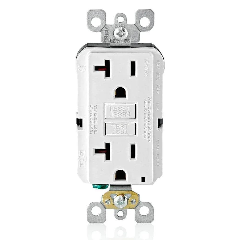 Leviton 20 Amp 125-Volt Duplex Self-Test Slim GFCI Outlet White 4-Pack