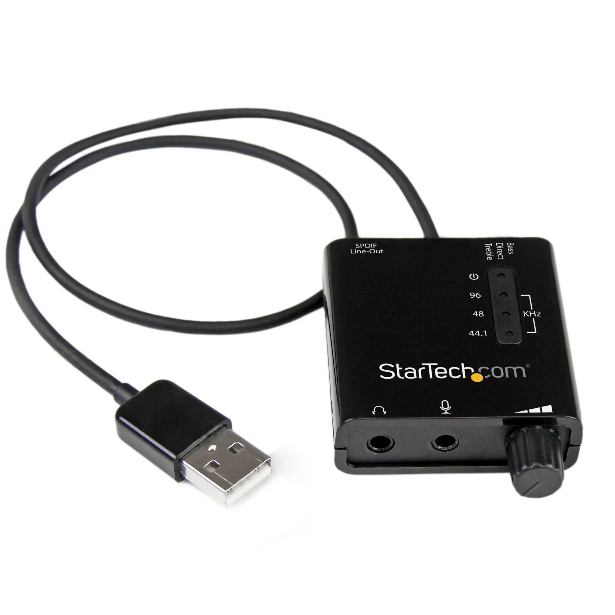 StarTech.com USB Sound Card w/ SPDIF Digital Audio & Stereo Mic – External Sound Card for Laptop or PC – SPDIF Output (ICUSBAUDIO2D),Black 0.6" x 1.8"