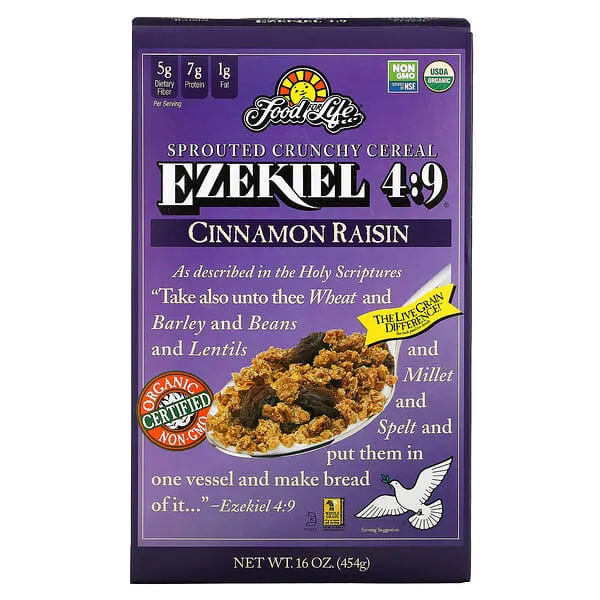 Food for Life Organic Ezekiel 4:9 Sprouted Whole Grain Cinnamon Raisin Cereal, 16 oz - Case of 6, Size: One Size