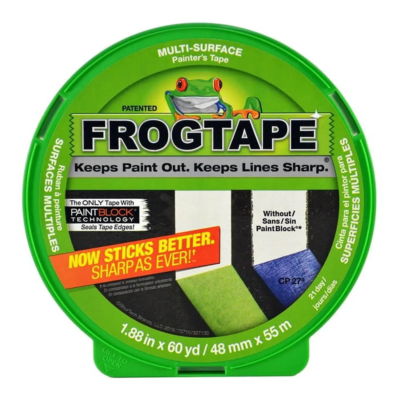 FrogTape Painter's Tape, Multi-Surface, Green, 48mm x 55m