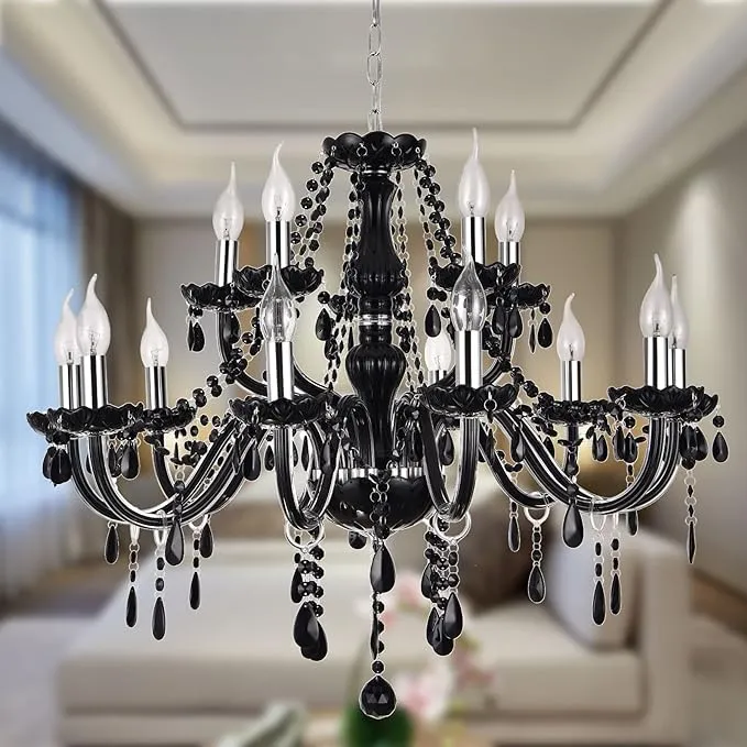 K9 White Crystal Chandelier, 15-Light Crystal for Chandelier Elegant Raindrop Light Fixture Style Luxurious Candle Chandelier for Dining Room.