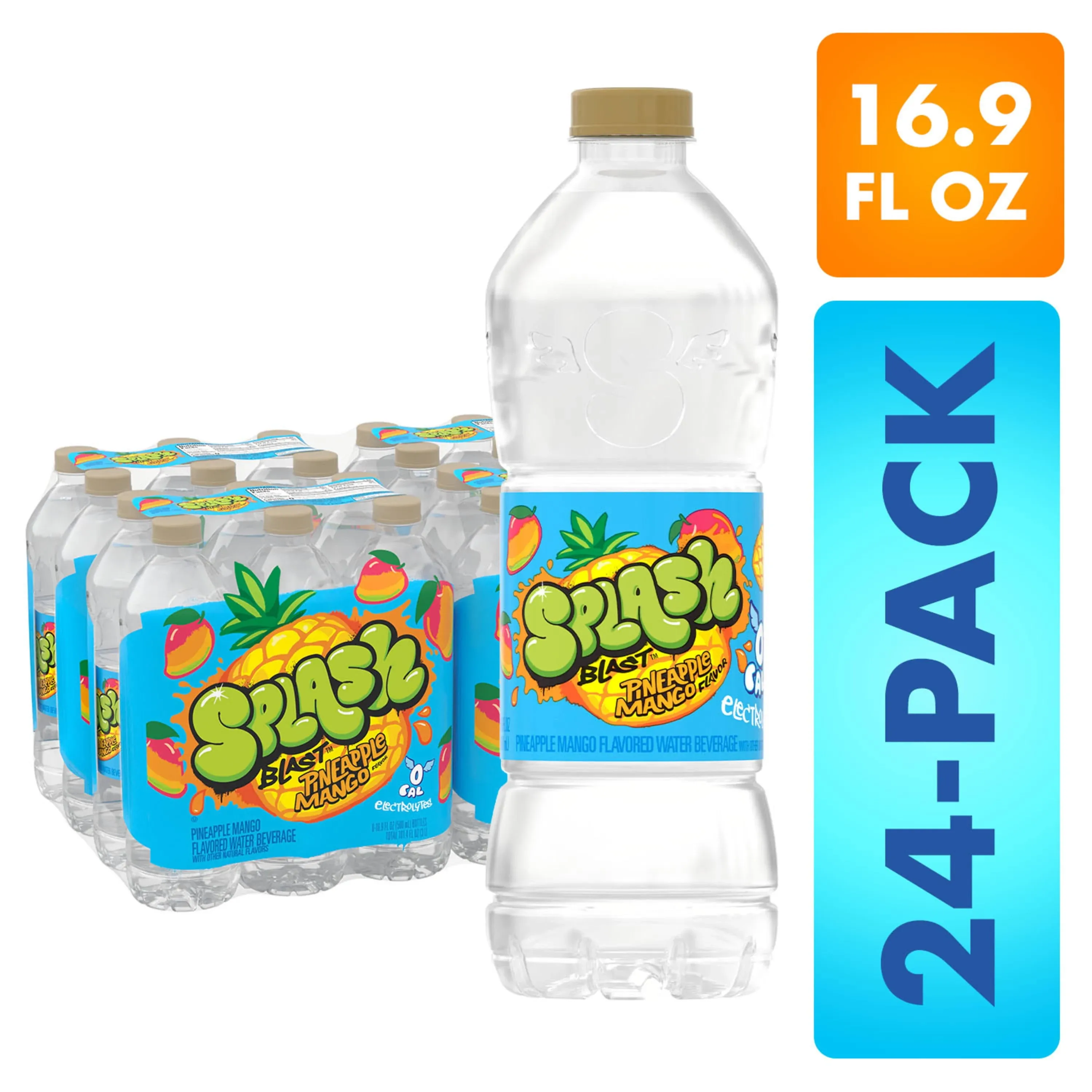 Splash Blast Water Beverage, Pineapple Mango Flavor - 4 - 6 bottle packs