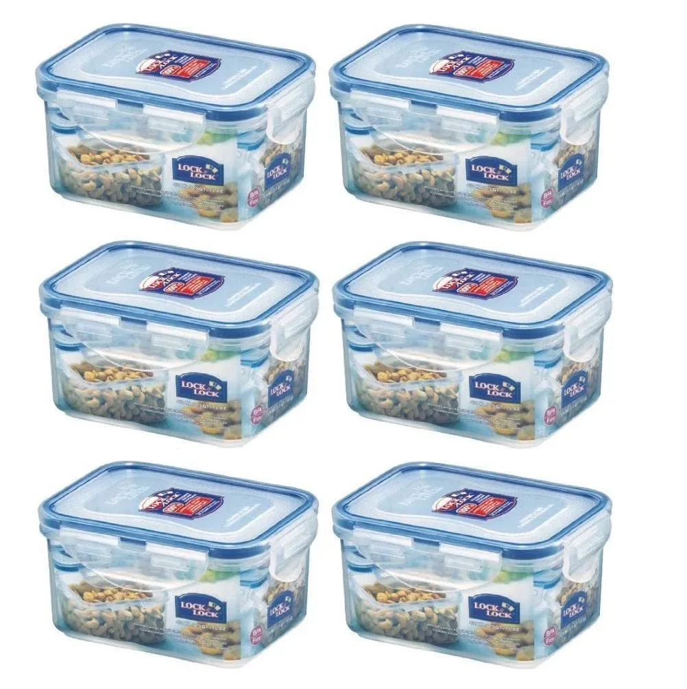 (Pack of 6) LOCK & LOCK Airtight Rectangular Food Storage Container 15.89-oz / 1.99-cup