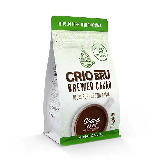 Crio Bru Ghana Light Roast 10oz Bag | Natural Healthy Brewed Cacao Drink | Great