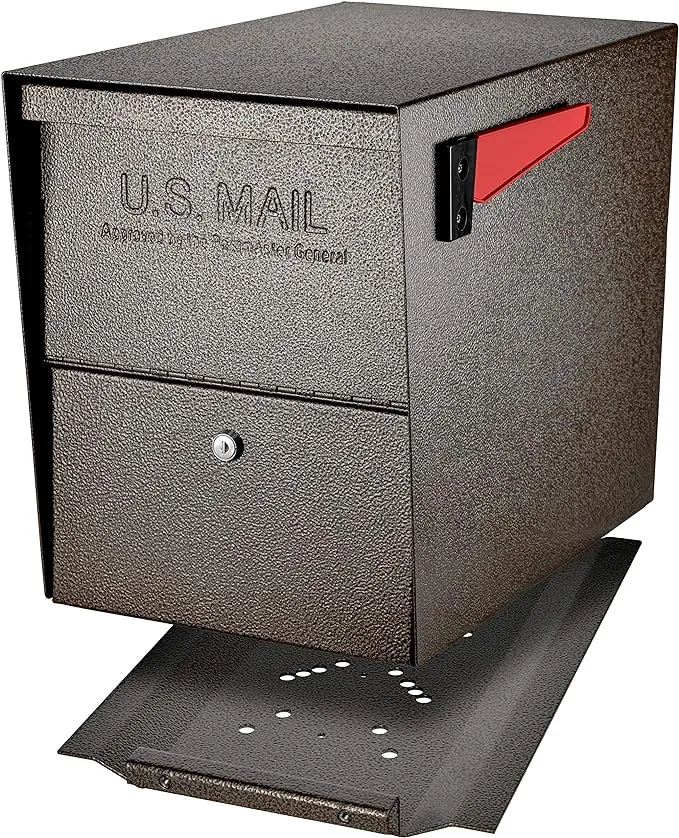 Mail Boss Security Mailbox, Bronze 7208 Package Master Curbside Locking 21.5 in. x 16.5 in. x 12 in.