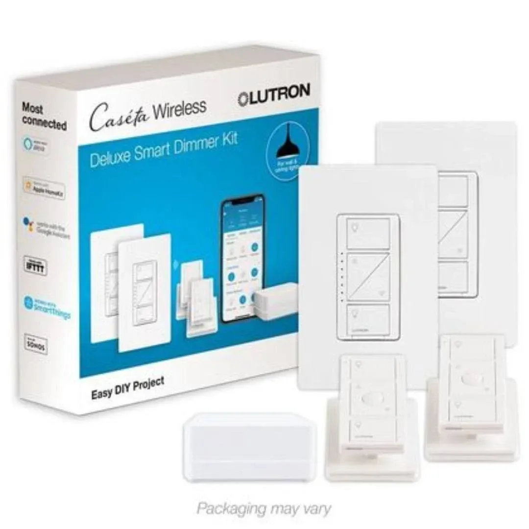 Lutron Caseta Smart Dimmer Switch Kit: Includes Smart Hub, 2 Original 