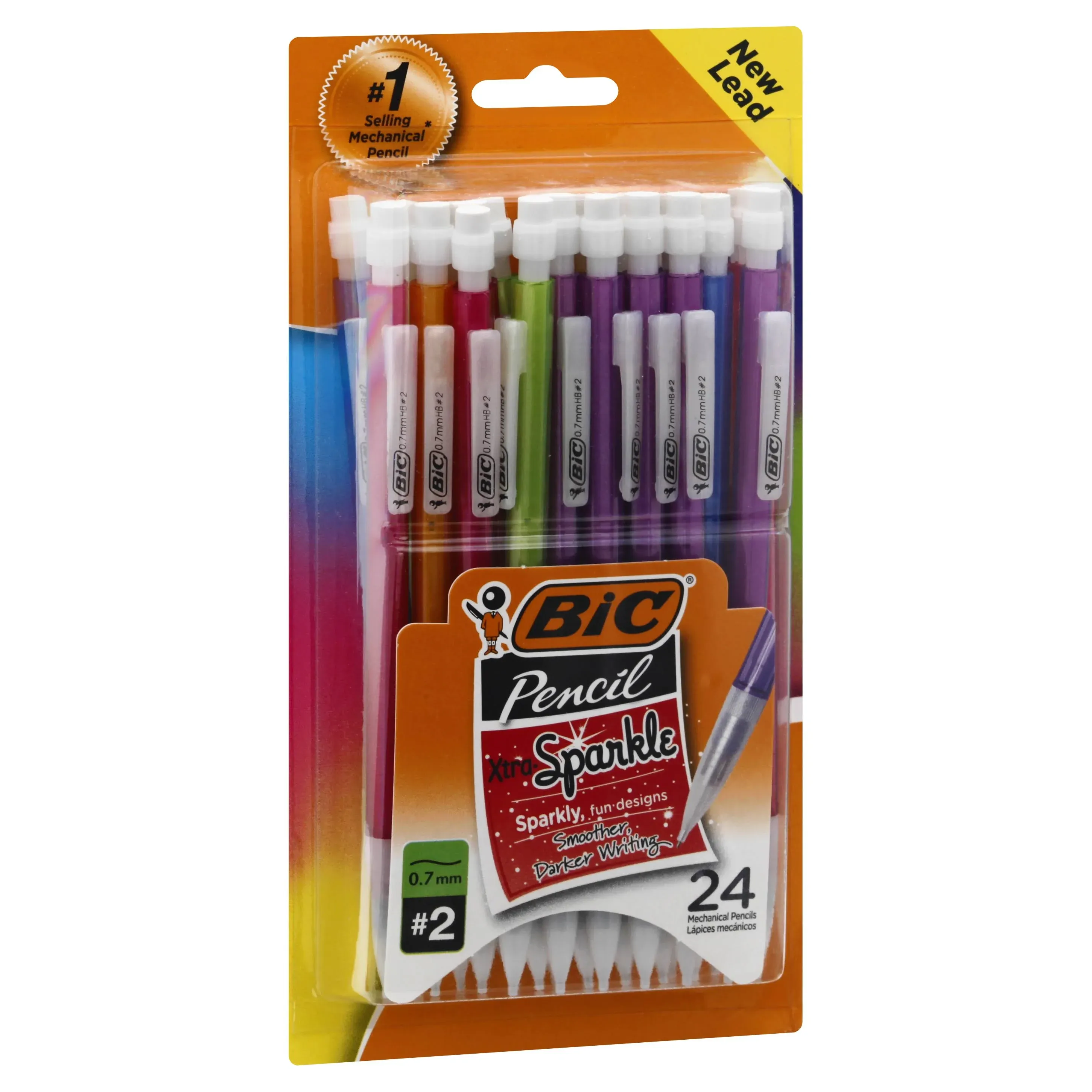 BIC Xtra-Sparkle Mechanical Pencil, 0.7mm, Assorted, 24/Pack