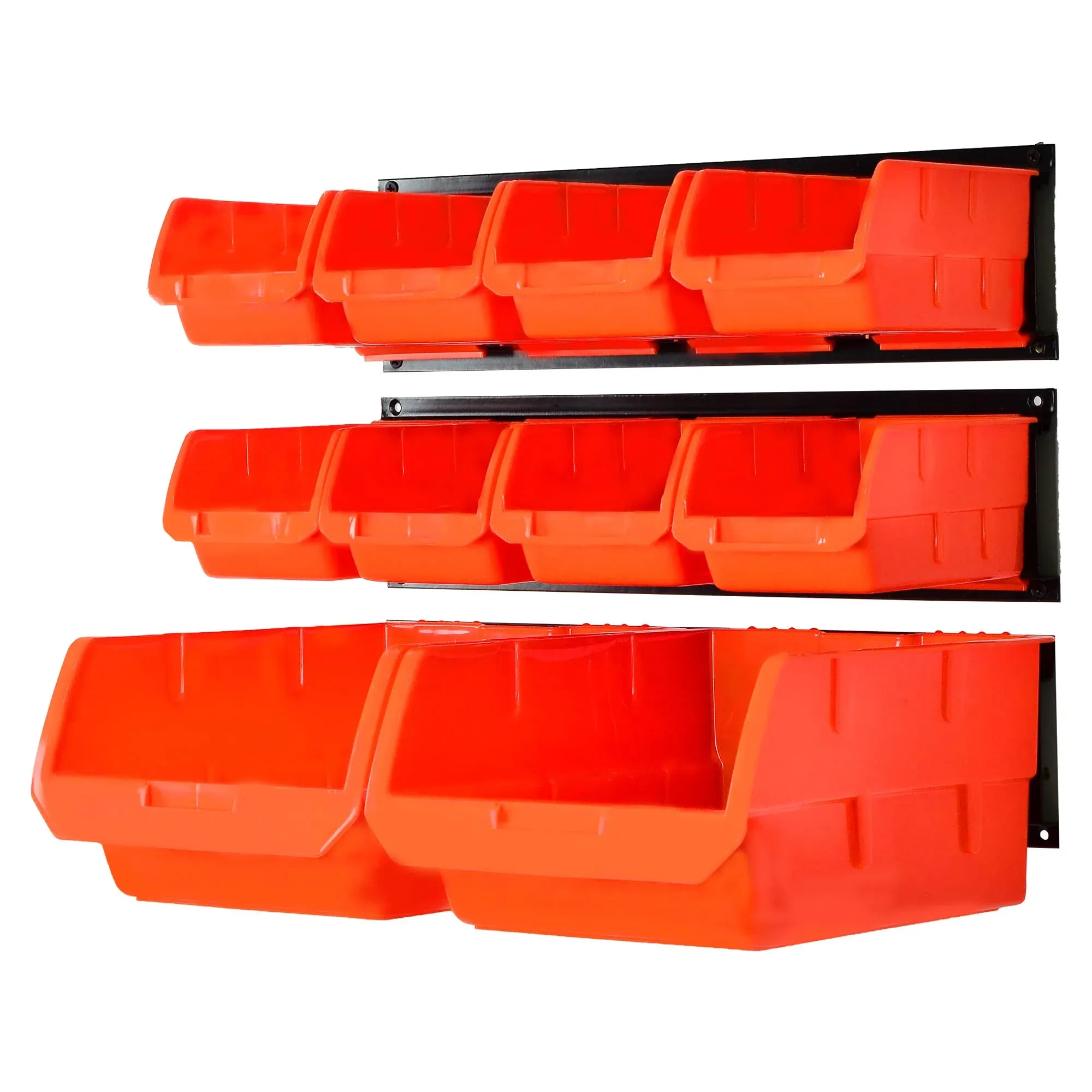  8-Bin Storage Bins Garage Rack System 2-Tier Orange Tool Organizers Cube 