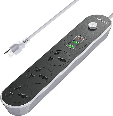 Power Strip with USB Ports, 6ft Power Cord, 2500W Circuit Breaker, 3 Outlets 3 Quick USB (5V 3.1A) Charging Station, Child Safe Door, for Cruise Ship,Dorm Room Multi Plug Extender