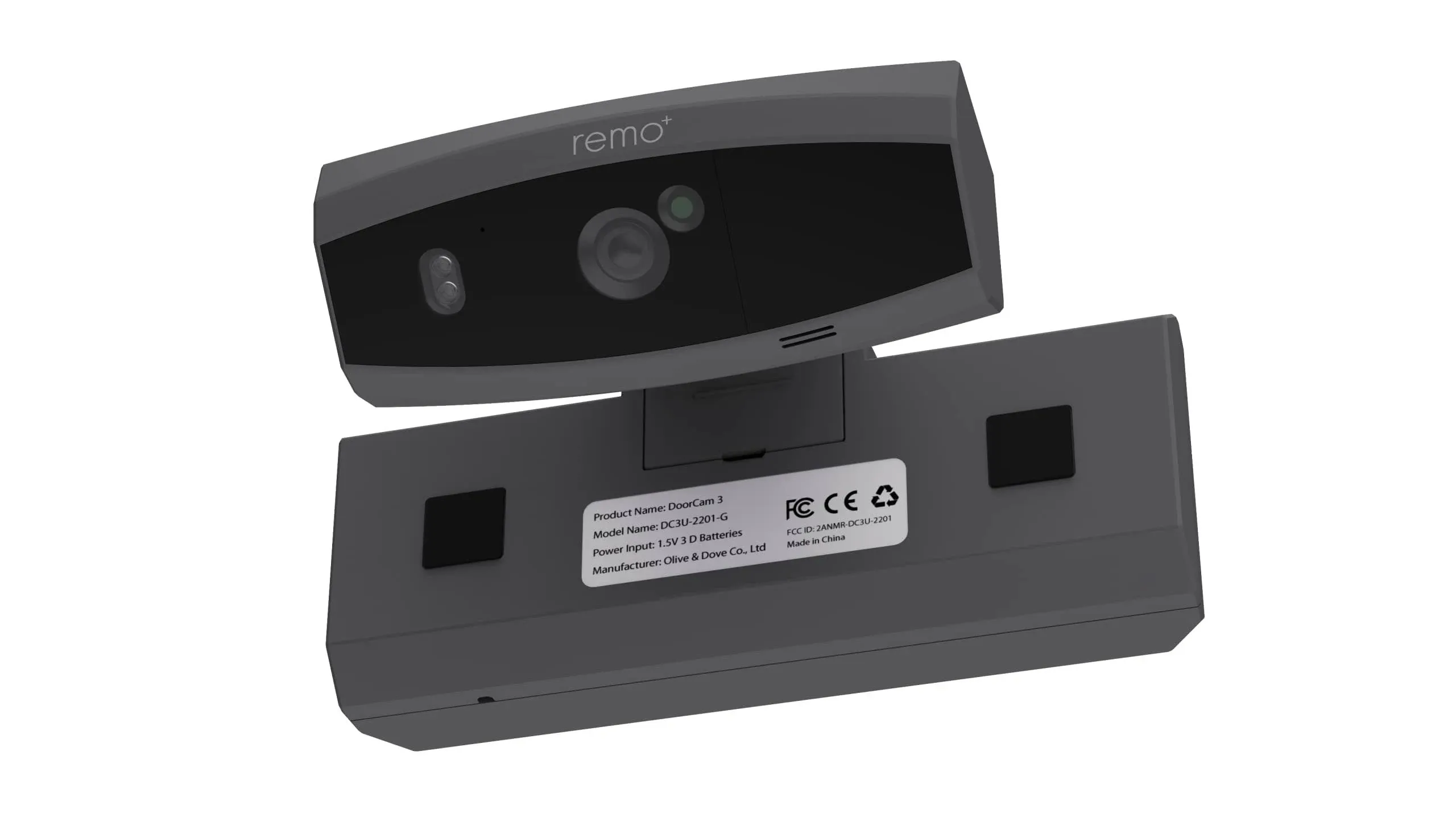 Remo Plus DoorCam 3: The Advanced Smart Security Camera with AI (Grey) - DCM3G