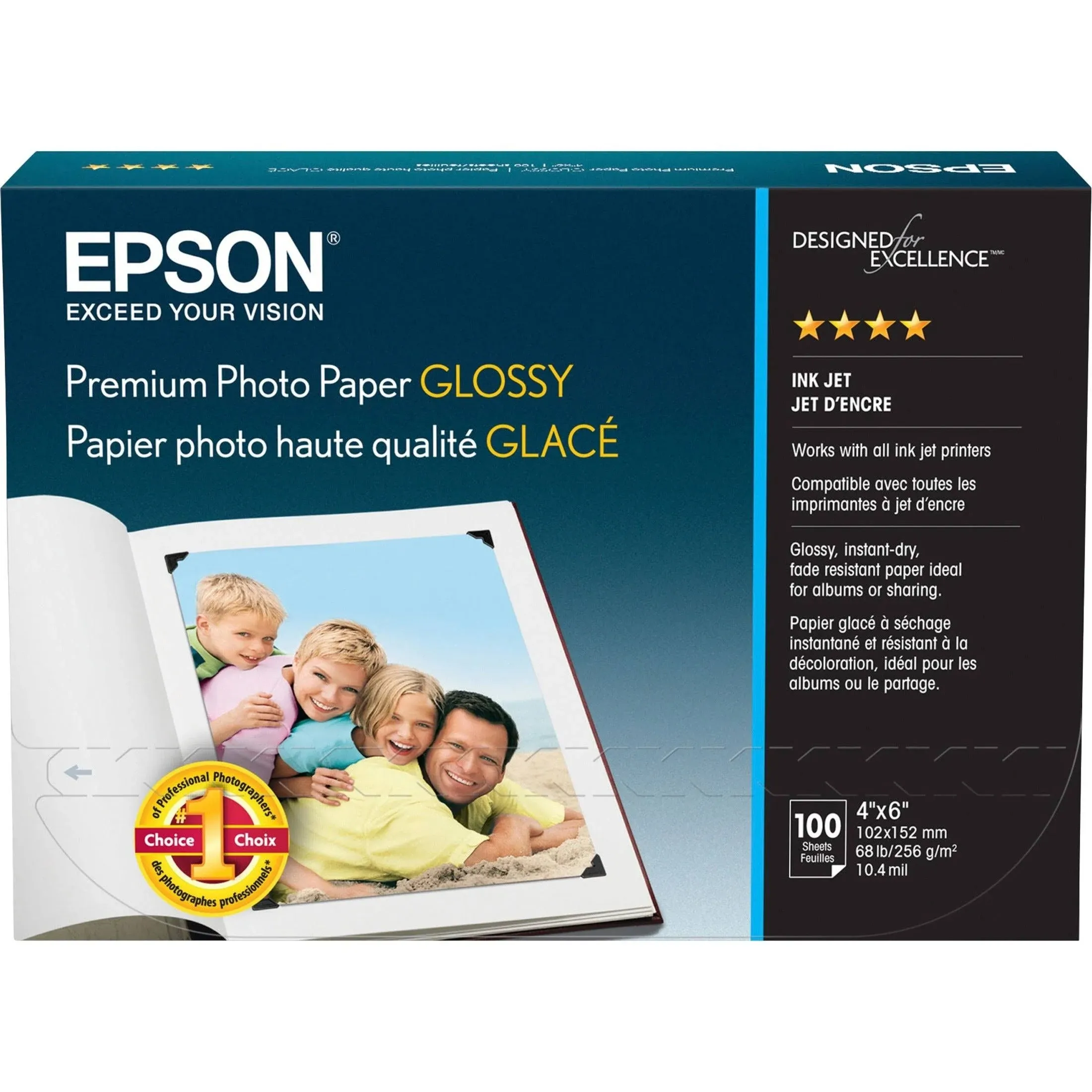 NEW SEALED Epson S041727 Premium Photo Paper Glossy 100 Sheets 4x6&#034; Ink Jet