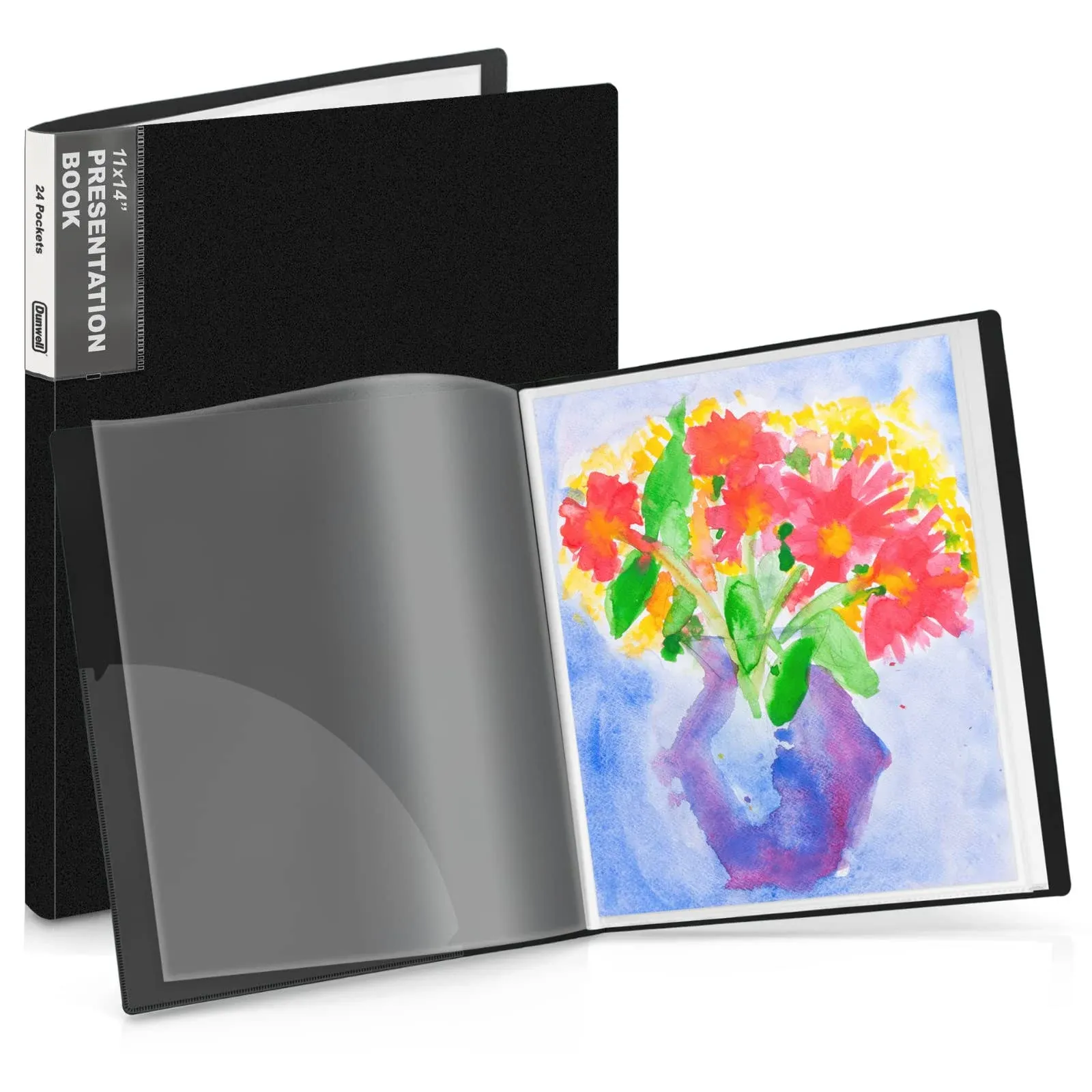 11x14 Binder with Sleeves - Black 24 Pockets Display 48 Pages Large Folder wi