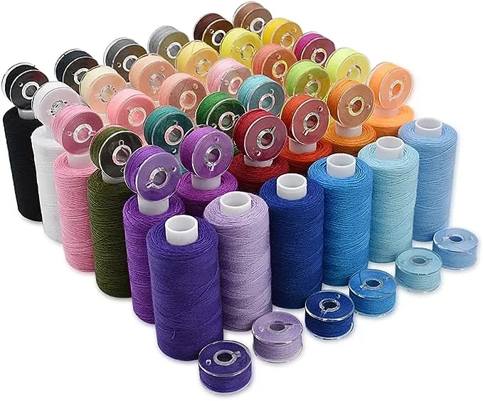 72Pcs 36 Colors Prewound Bobbins and Thread Spools for Hand & Machine Sewing, Emergency and Travel, DIY and Home, 36 Colors 400 Yards per Polyester Thread Spools