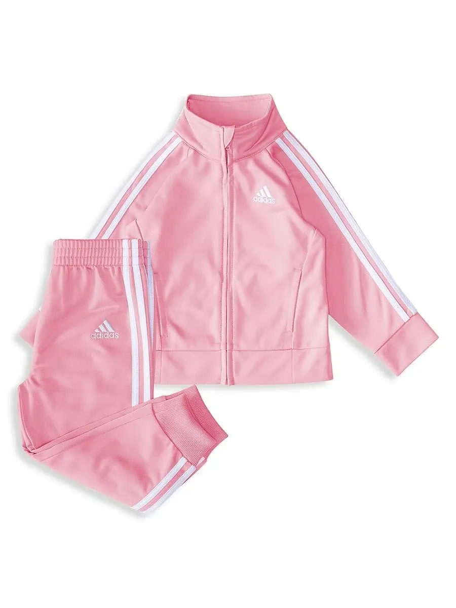 adidas Girls' Zip Front Classic Tricot Jacket and Joggers Set