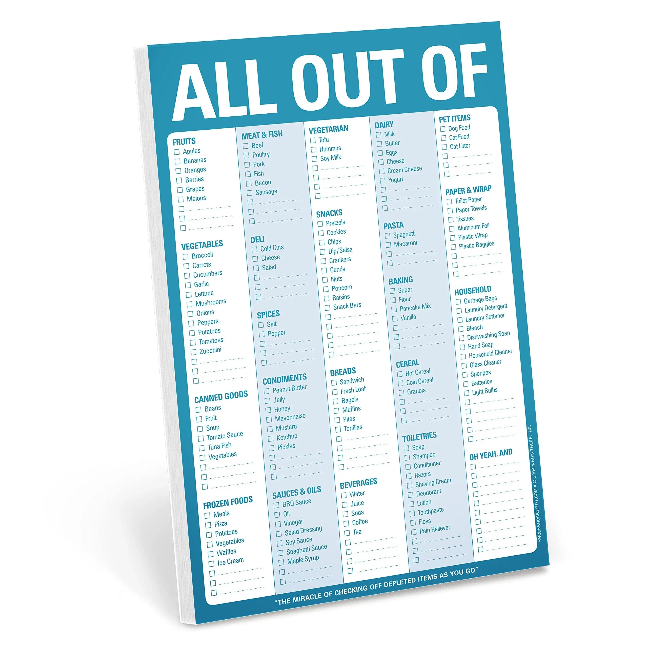 Knock Knock All Out Of Grocery List Note Pad, 6 x 9-inches (Blue)