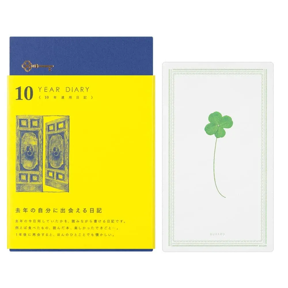 Midori 12397006A Diary for 10 Year Consecutive Use, Door, Navy Blue, With Buver