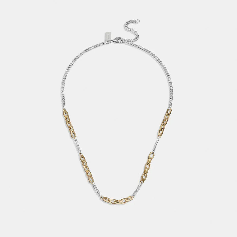 Signature Mixed Chain Necklace In Gold/silver