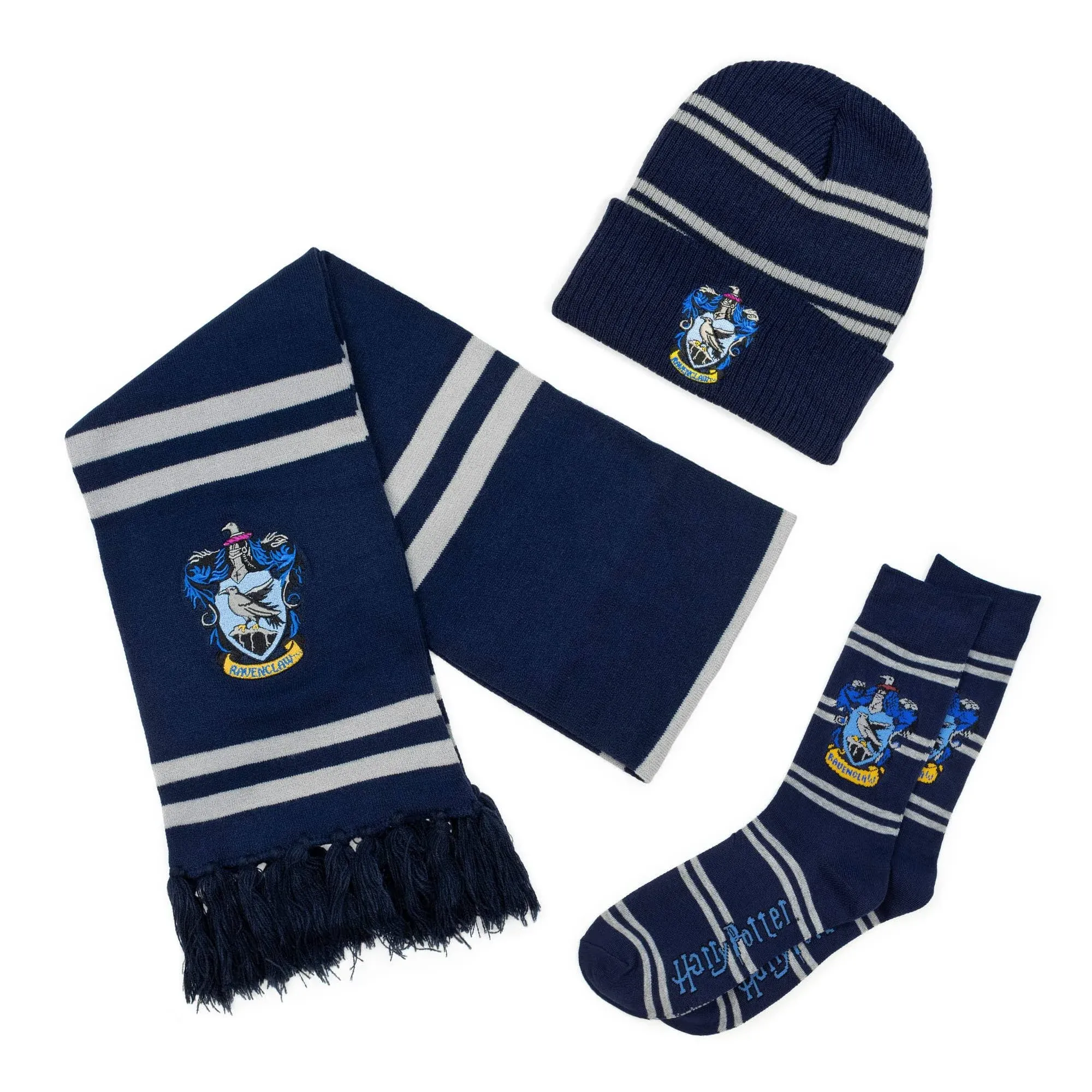 Culture Fly Harry Potter Scarf Beanie Socks Premium Knit 3PC Winter Bundle Gift Set