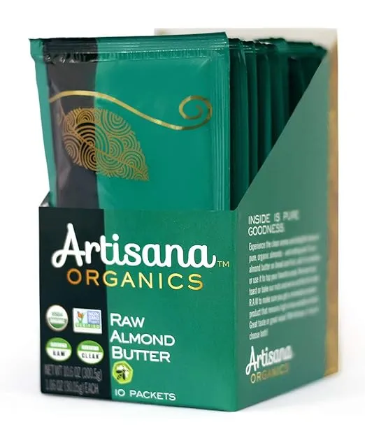 Artisana Organics Raw Almond Butter Snack Packs (10 Pack) | No Sugar Added, No Palm Oil, Vegan, Paleo, and Keto Friendly, Non GMO, 1.06oz PouchesArtisana Organics Raw Almond Butter Snack Packs (10 Pack…