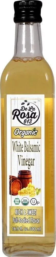 De La Rosa Organic White Balsamic Vinegar, Kosher for Passover, Vegan & Gluten-Free, Great for Salad Dressing, Marinades, Organic Balsamic Vinegar 16.9 Oz (Pack of 1)