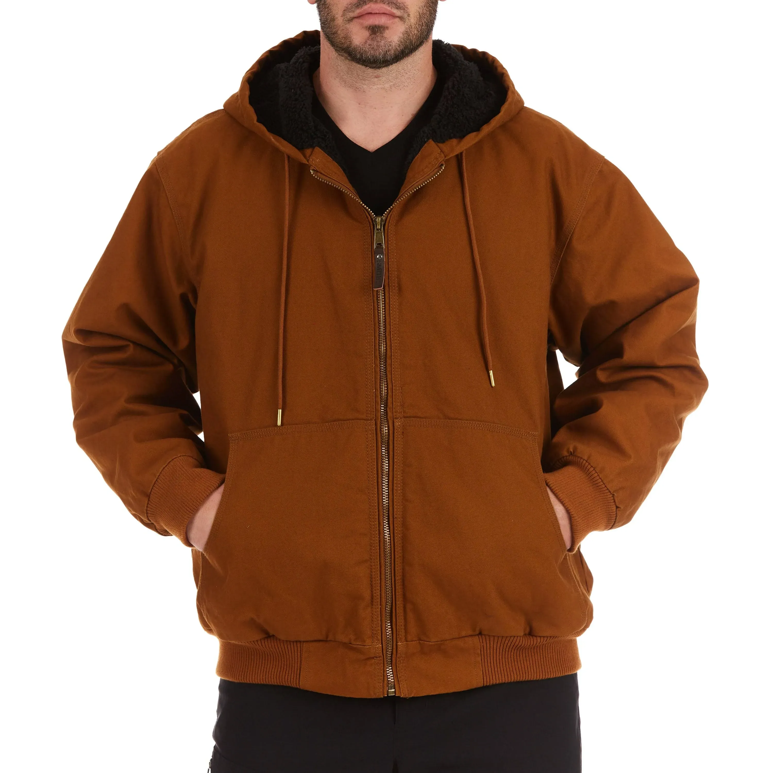 Smith's Workwear Men's Sherpa-Lined Duck Canvas Hooded Jacket