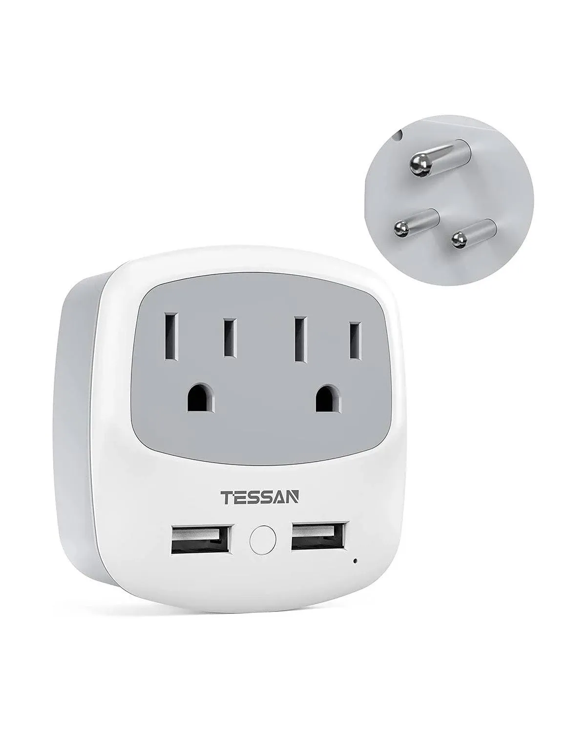 TESSAN New Zealand Australia Power Plug Adapter, Type I Travel Adaptor with 2 USB Ports 2 American Outlets, US to Australian AU Fiji Argentina China Charger Plug Converter