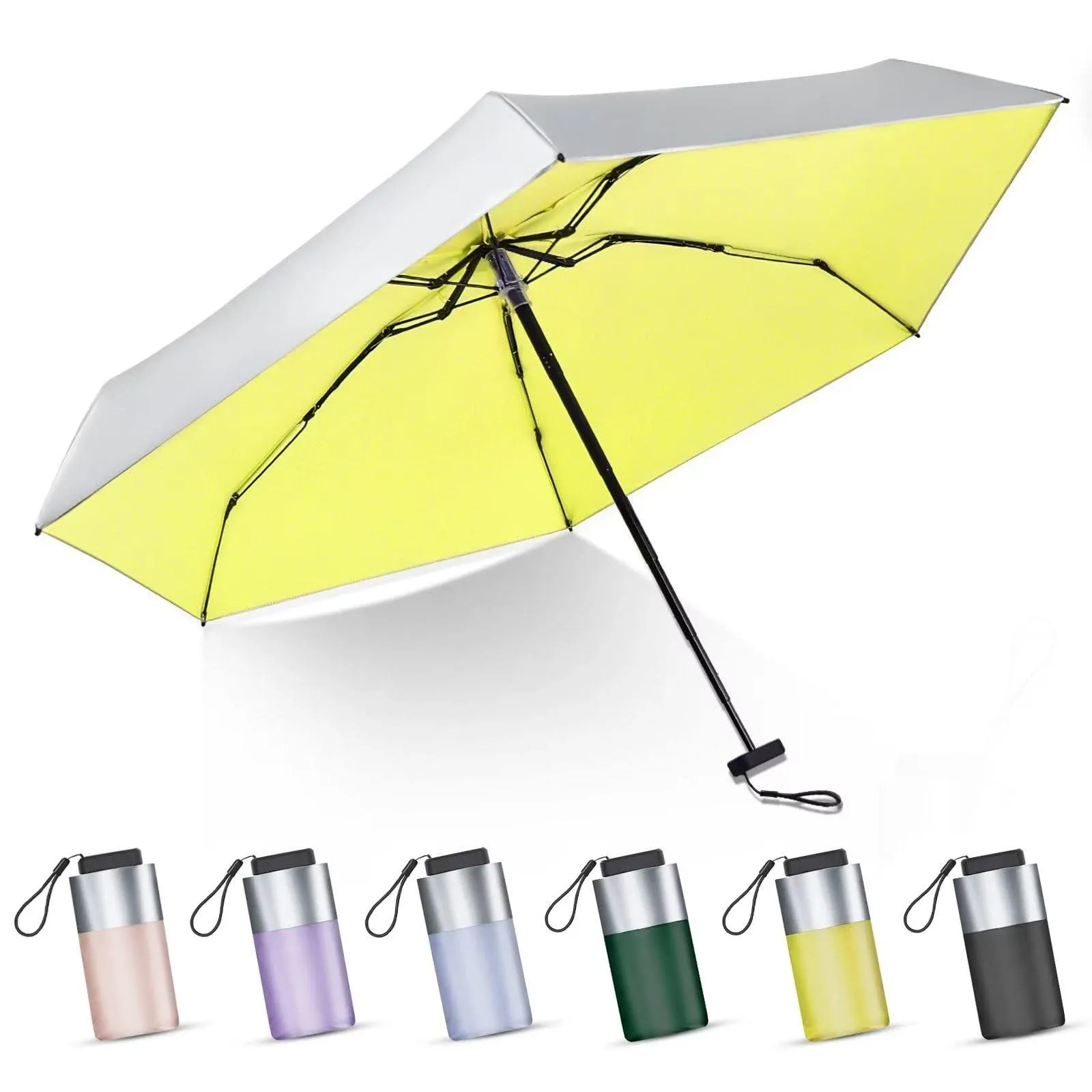 LEAGERA Mini Umbrella For Purse - UPF 50+ UV Blocker Sun Protection Umbrella, Small Micro Travel Parasol Design for Women